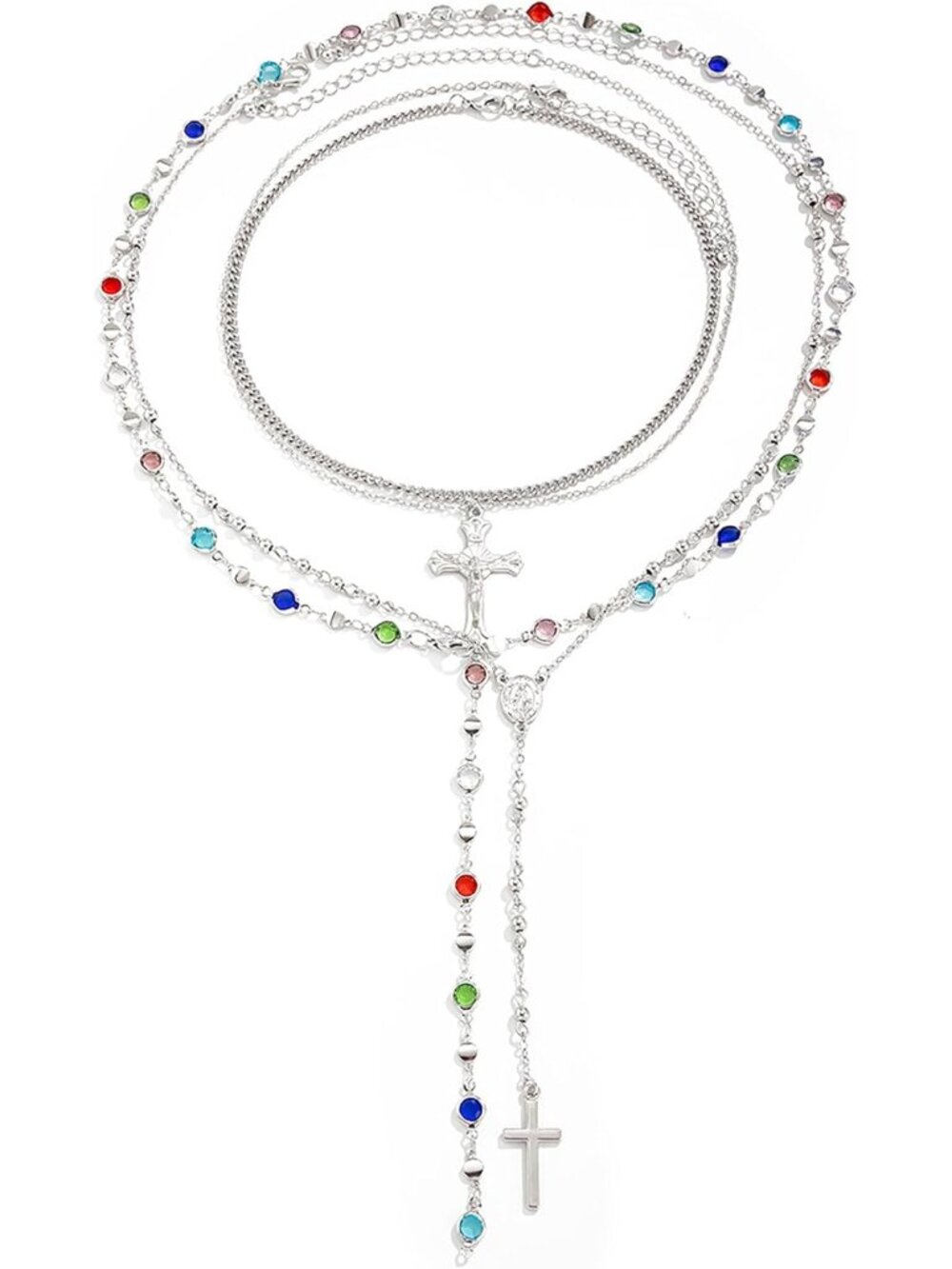 Cross Pendant Necklace Set For Women Gold/Silver Chunky Cross Necklaces Set Laye